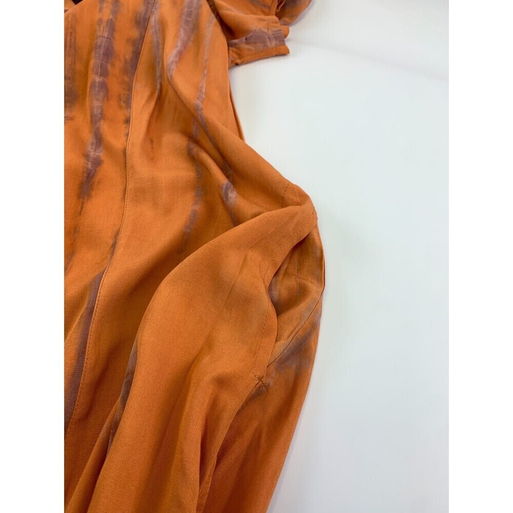 Soft Surroundings Sunset Bali Dress Orange Short Sleeve Button 2BD24 Womens 1X - Picture 10 of 13